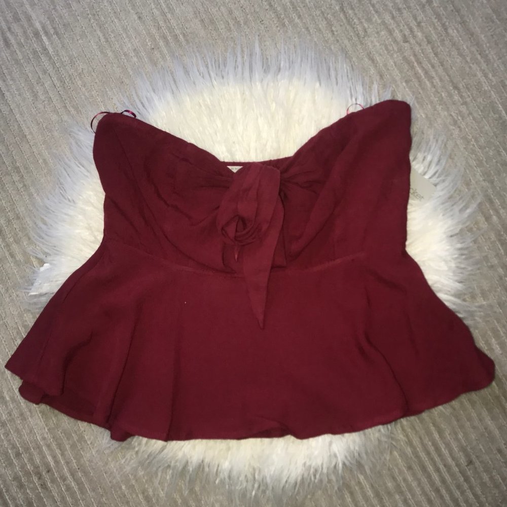 ‼️ Garnet Tie Front Peplum Top